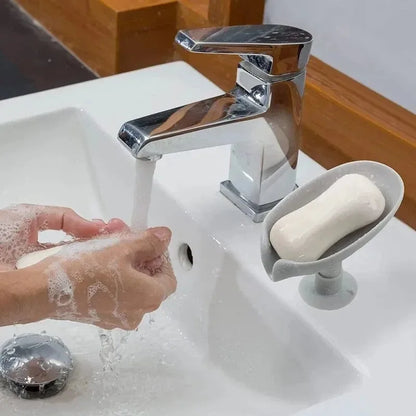 Soporte de jabón con forma de hoja para baño