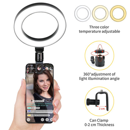 Anillo de luces LED de 6,3 pulgadas, lámpara redonda para selfi, transmisión en vivo,