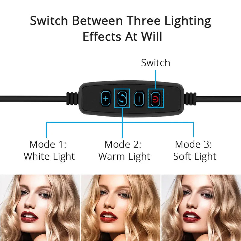 Anillo de luces LED de 6,3 pulgadas, lámpara redonda para selfi, transmisión en vivo,