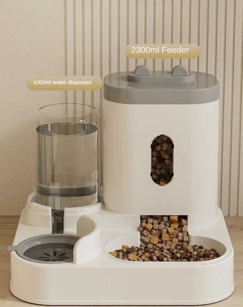 Comedero automático para gatos y perros, cuenco de comida con fuente de agua