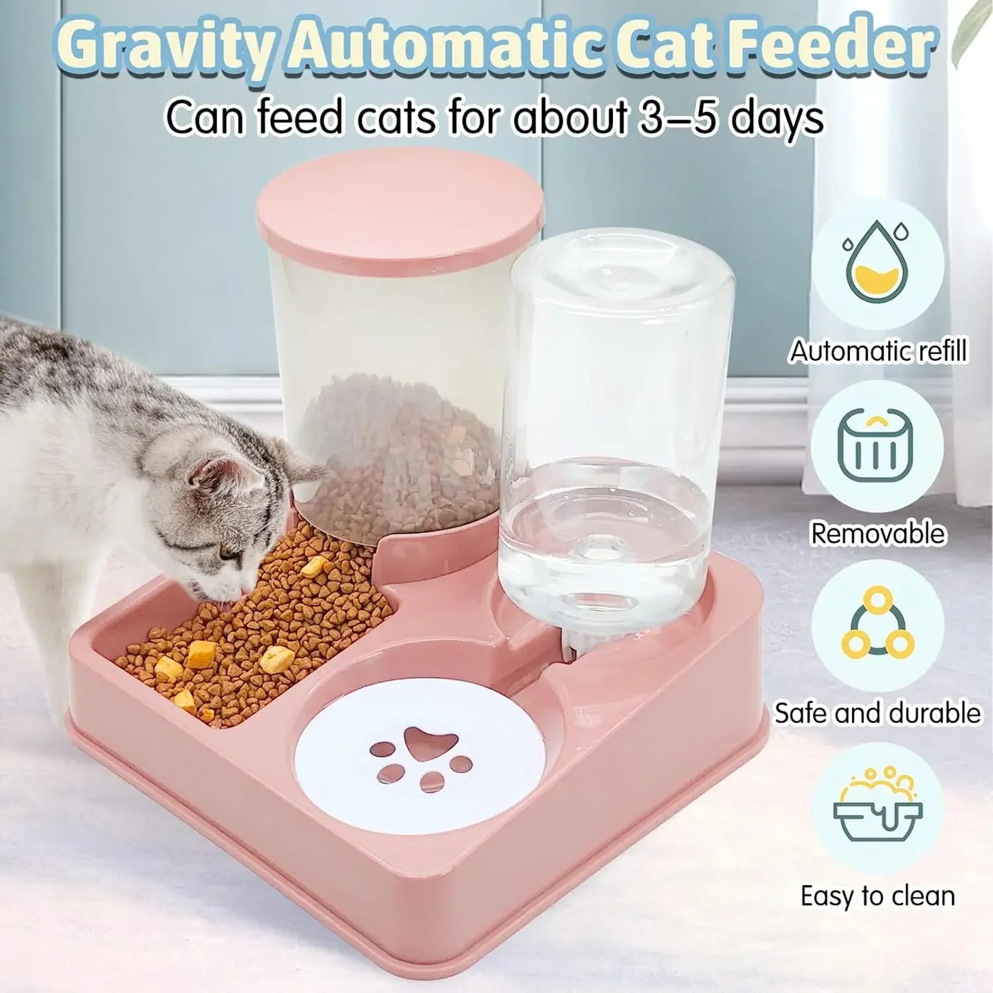 Alimentador automático para gatos y perros, juego de dispensador de agua 2 en 1