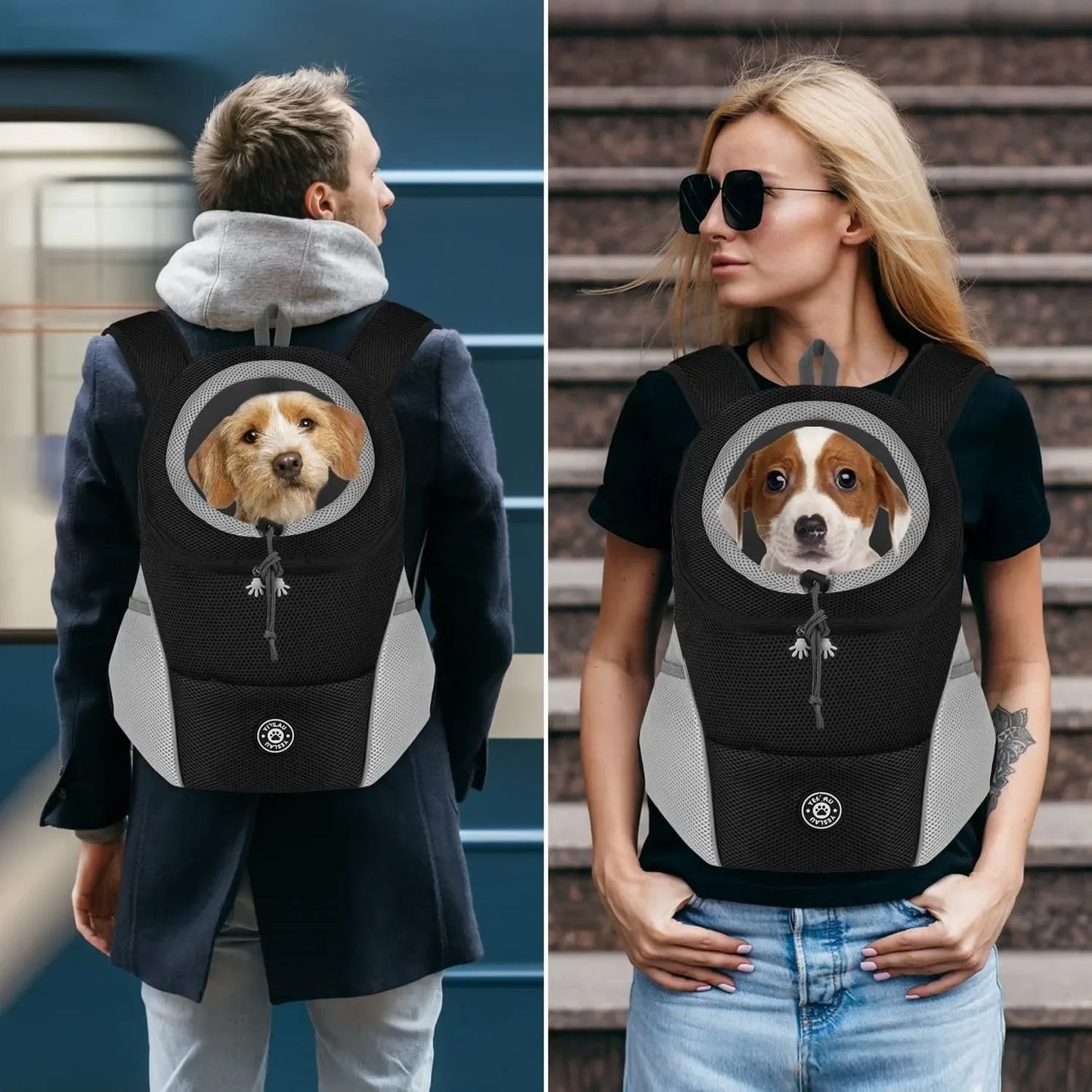 Mochila para mascotas, bolso de hombro doble portátil para perros