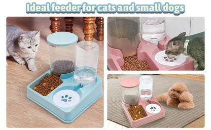 Alimentador automático para gatos y perros, juego de dispensador de agua 2 en 1