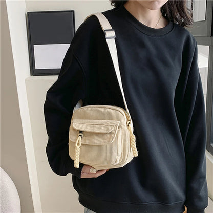 Bolso de hombro pequeño de pana para mujer