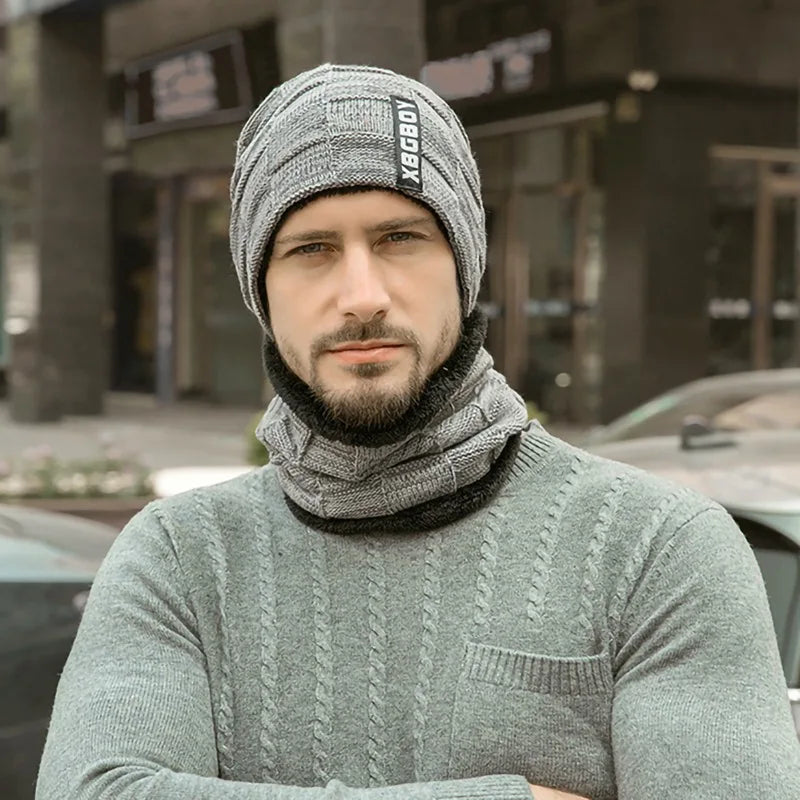 Conjunto de gorros y bufandas de invierno para hombres y mujeres