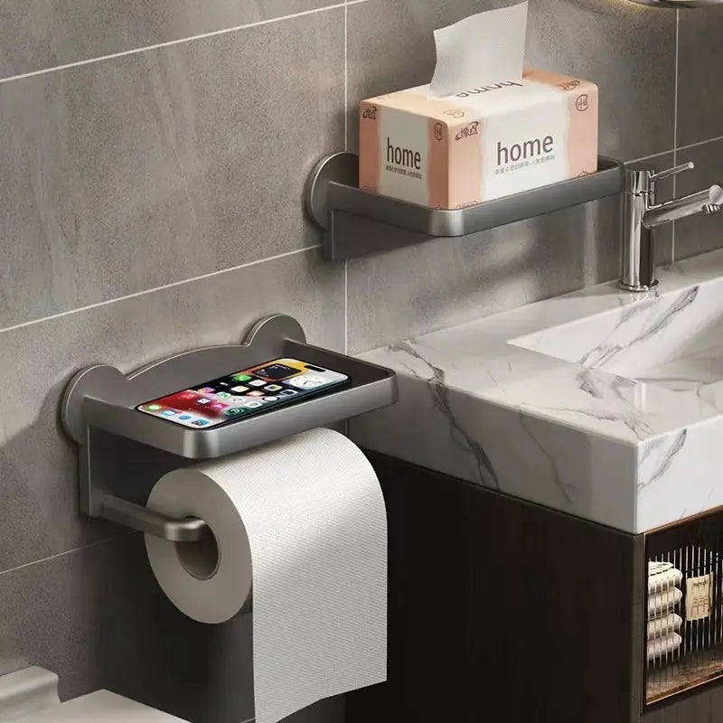 soporte para rollo de papel Y almacenamiento para teléfono.