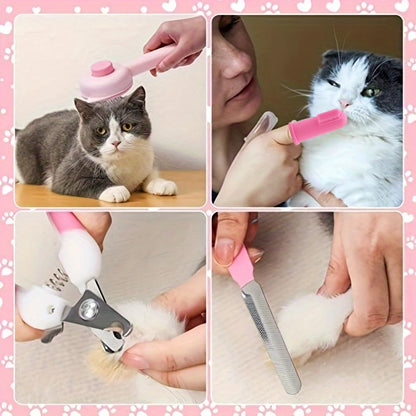 Kit de belleza con cepillo para gatos