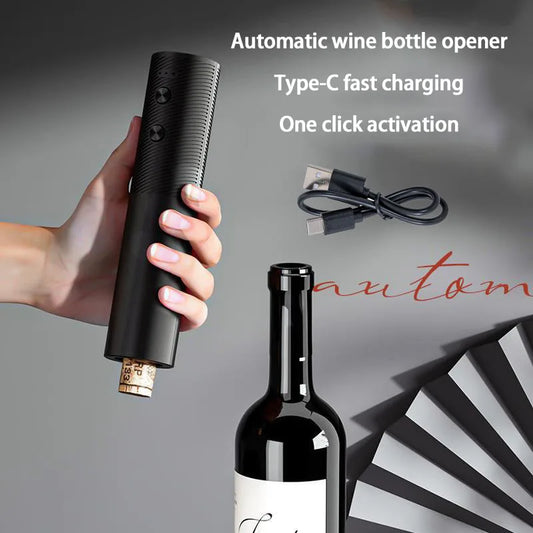 Abridor de botellas de vino automático, sacacorchos eléctrico recargable por USB, botón de un clic.