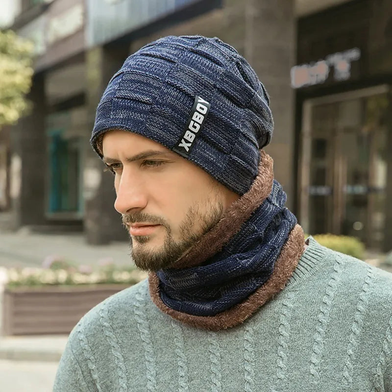 Conjunto de gorros y bufandas de invierno para hombres y mujeres