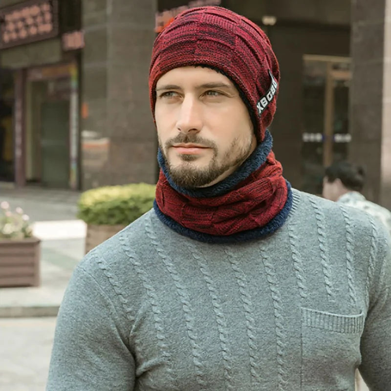 Conjunto de gorros y bufandas de invierno para hombres y mujeres