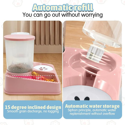 Alimentador automático para gatos y perros, juego de dispensador de agua 2 en 1