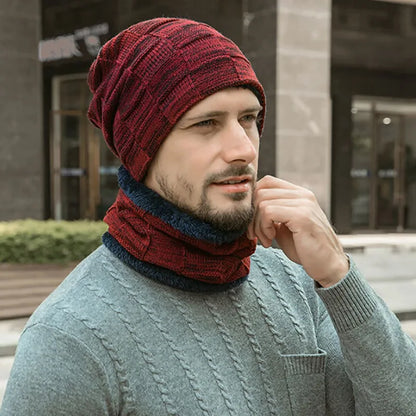 Conjunto de gorros y bufandas de invierno para hombres y mujeres