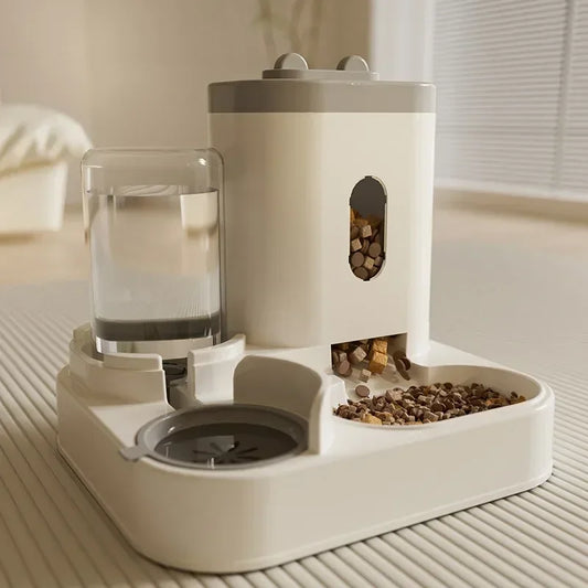 Comedero automático para gatos y perros, cuenco de comida con fuente de agua