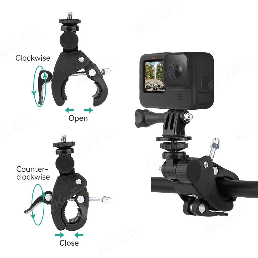 Soporte de trípode para manillar de motocicleta y bicicleta, accesorio de color negro para GoPro