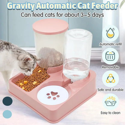 Alimentador automático para gatos y perros, juego de dispensador de agua 2 en 1