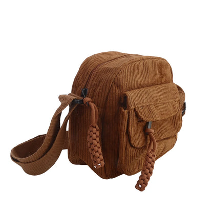 Bolso de hombro pequeño de pana para mujer