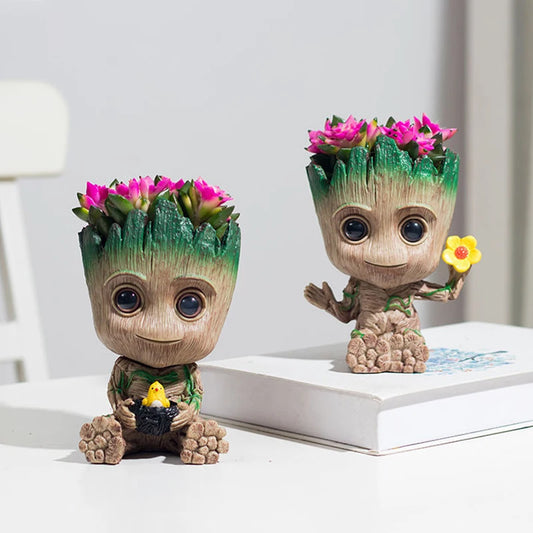 Maceta de flores conjunto de Baby Groot para decoración del hogar 2 piezas