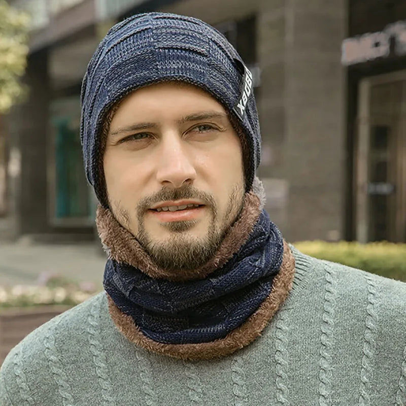 Conjunto de gorros y bufandas de invierno para hombres y mujeres