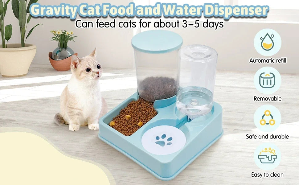 Alimentador automático para gatos y perros, juego de dispensador de agua 2 en 1