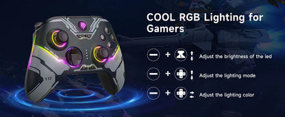 Mando inalámbrico X15, controlador de juegos Bluetooth Compatible con PC/teléfono/Nintendo Switch, luz RGB, Efecto Hall