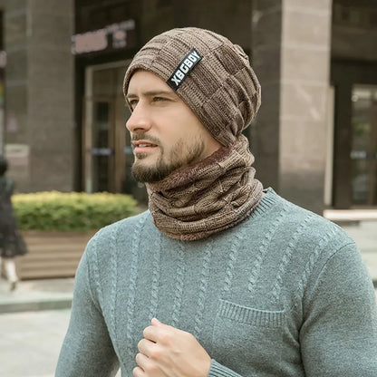 Conjunto de gorros y bufandas de invierno para hombres y mujeres